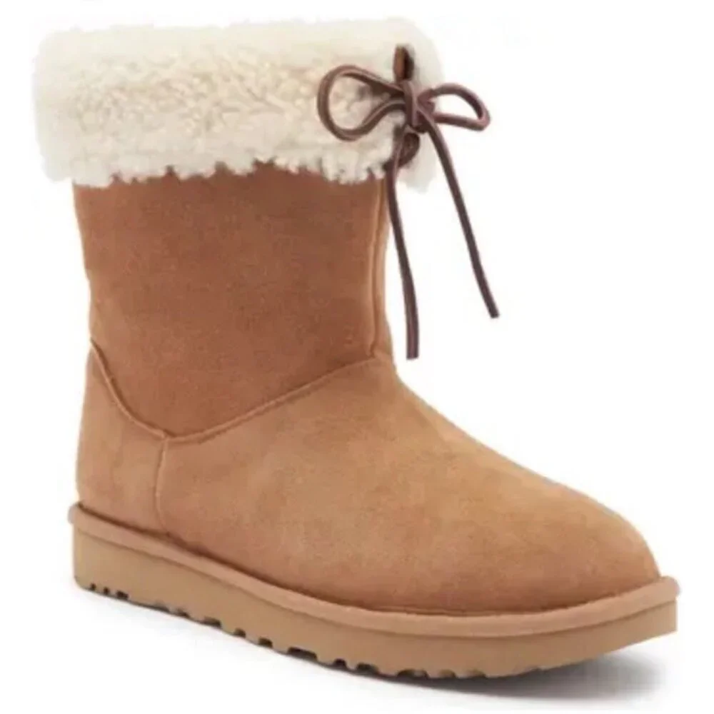 New Ugg Australia Women's Tan Sarissa Shearling Short Boots Size US6/ UK4
